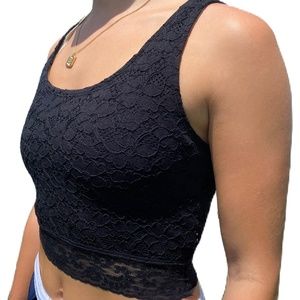 Mudd Lace Trim Bralette cropped tank top Black Small